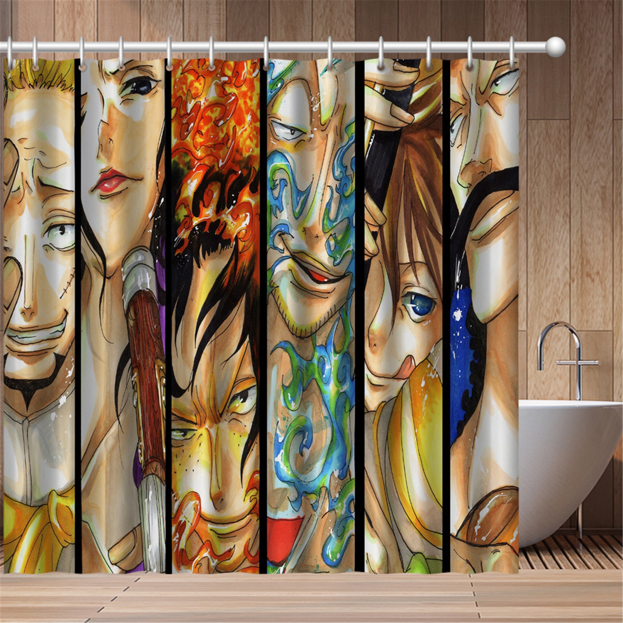 Custom-made One Piece Anime cute and thick waterproof shower | Etsy