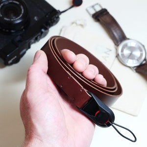 Kameragurt Schnellverschluss Leder, Handgelenk Hals Schultergurt, Anpassbar mit Spitze Design Anker, Kurz Lang Schwarz Braun, Geschenk für Ihn