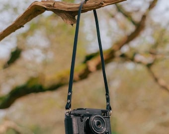 Correa de cuero para cámara hecha a mano: correa fina vintage para el cuello o el hombro