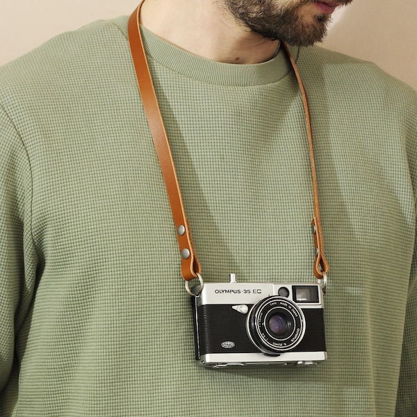 Leather Camera Strap - Stride - Thin Neck or Shoulder Strap, Customisable