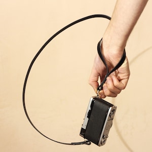 Kameragurt aus Leder, Kameragurt für Handgelenk und Schulter, schlankes, dünnes braunes Geschenk für Fotografen, langes kurzes doppeltes Zweck