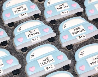 Wedding Getaway Car Sugar Cookies, Farewell Exit Car Cookies, Wedding Favor Cookies | One Dozen