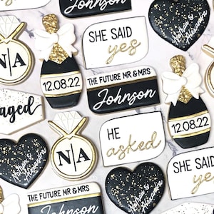 Engagement Sugar Cookies, Bridal Shower Cookies, Wedding Shower Cookies | One Dozen