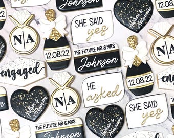 Engagement Sugar Cookies, Bridal Shower Cookies, Wedding Shower Cookies | One Dozen