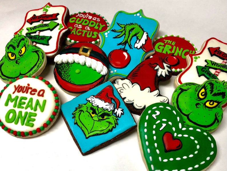 Grinch Inspired Christmas Cookies One Dozen | Etsy