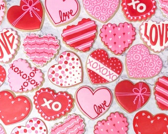 Valentine Heart Sugar Cookies, Valentine's Day Cookies | One Dozen