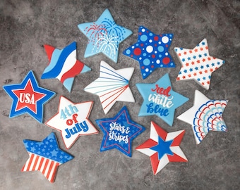 Fourth of July Star Sugar Cookies | One Dozen