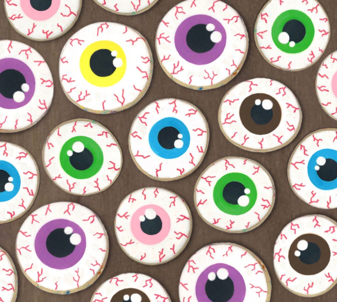 Mini Halloween Eye Ball Sugar Cookies | One Dozen - Etsy