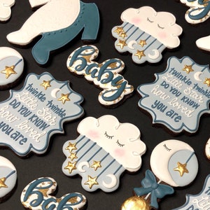 Baby Shower Sugar Cookies, Twinkle Twinkle Little Star Cookies | One Dozen