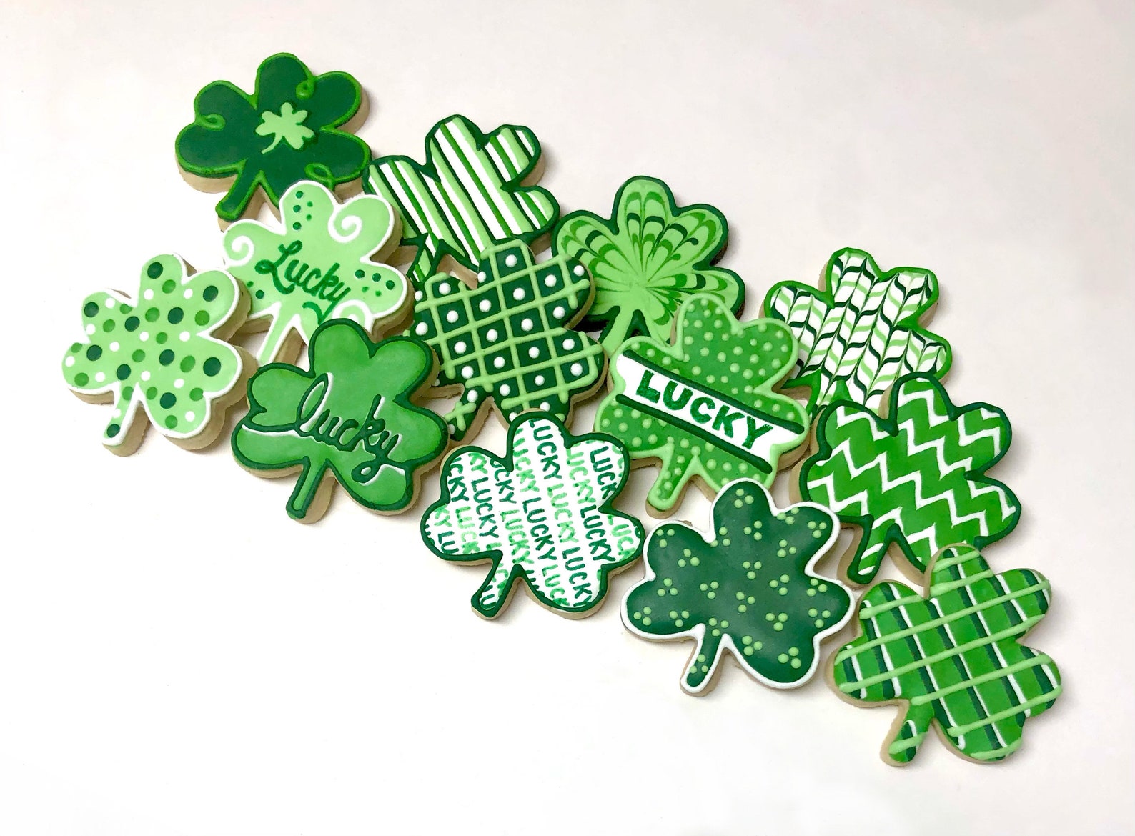 Assorted Shamrock Cookies One Dozen Etsy