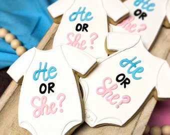 Gender Reveal Sugar Cookies, Baby Cookies, Onesie Cookies | One Dozen