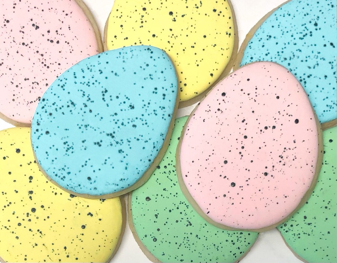 Pastel Speckled Eggs Easter Cookies One Dozen Etsy