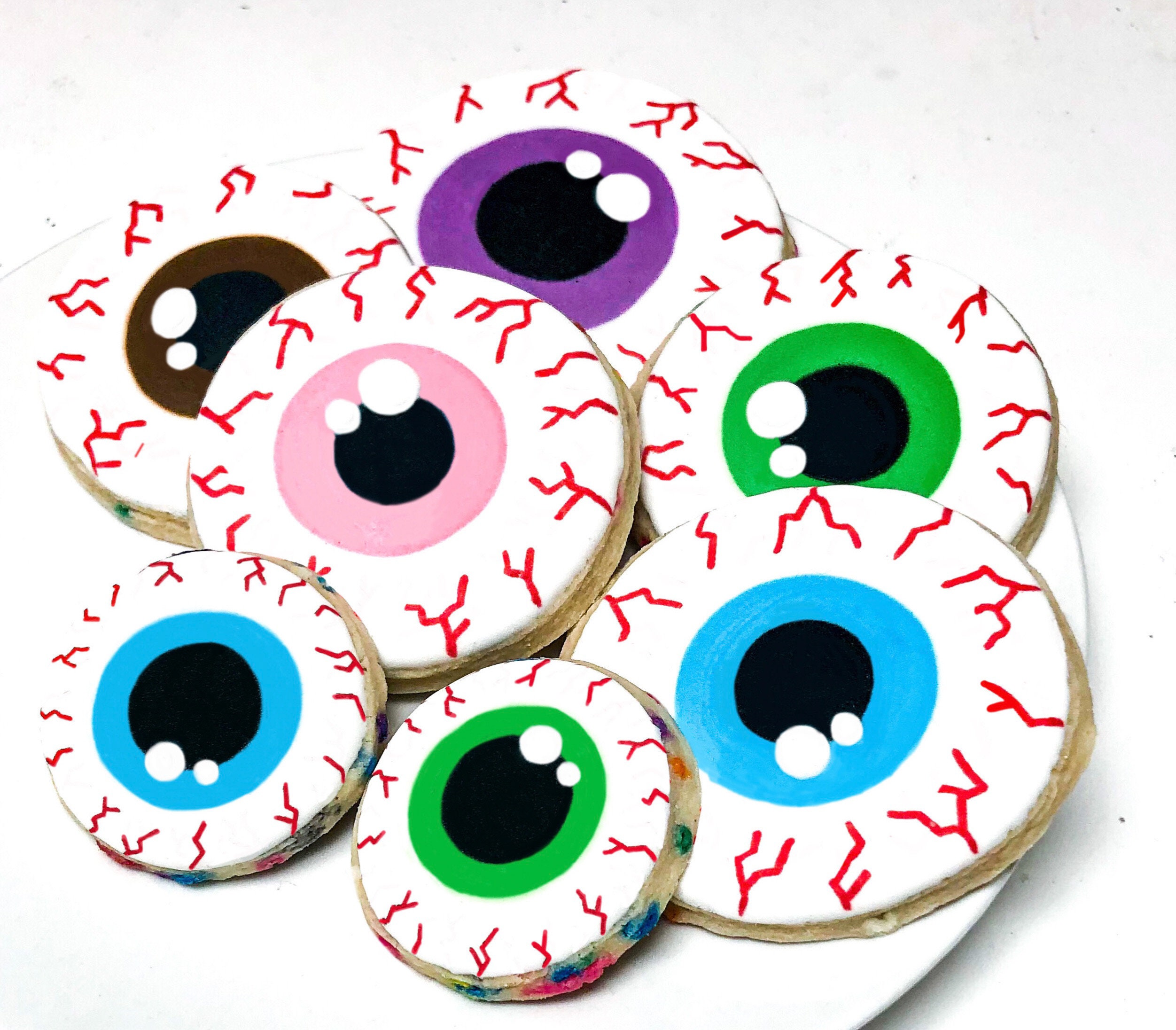 Mini Halloween Eye Ball Sugar Cookies | One Dozen - Etsy