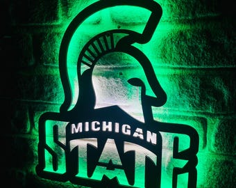 Michigan State Fan Wall Decor Wall Sign Michigan Spartans Man Cave Christmas Gift Fan Art