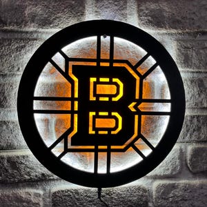 Arte de fan de la NHL de los Boston Bruins, decoración de pared de la NHL, regalo de los Bruins para la cueva del hombre, letrero de pared de los Bruins de la NHL