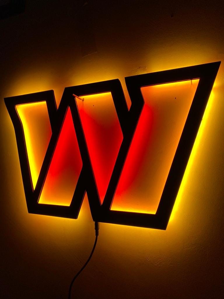 Washington Fan Art Fan Decor Gift Commanders gift Wall sign Christmas Gift Man Cave0