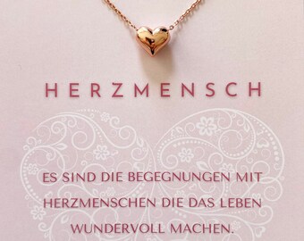 Heart Person 925 Sterling Silver Heart Necklace with Positive Message Rose Gold Heart Necklace Favorite Person