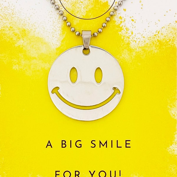 Emoji Halskette Edelstahl Big Smile Smiley Kette Streetwear Hip Hop Schmuck extra gross