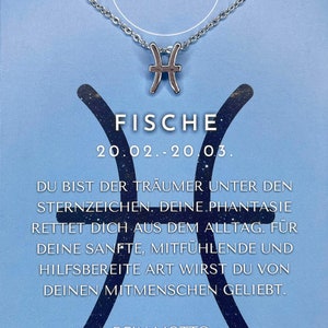 Sternzeichen Fische Pisces mit Botschaft Halskette Silber Kette Glücksbringer