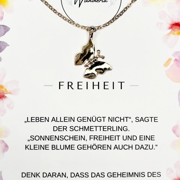 Freiheit Halskette Schmetterling Kette gold positive Botschaft Free Spirit