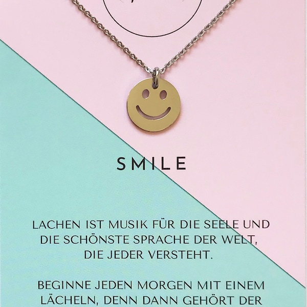 Emoji Halskette Edelstahl Smile Smiley Kette Schmuck Lachen Lächeln