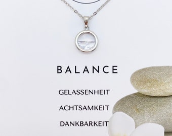 Balance 925 Sterling Silberkette mit positiver Botschaft Halskette Gleichgewicht Kette innere Mitte