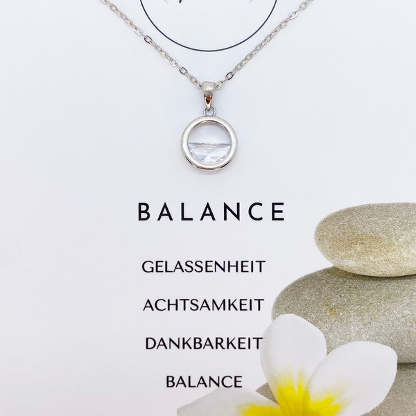 Balance 925 Sterling Silberkette mit positiver Botschaft Halskette Gleichgewicht Kette innere Mitte