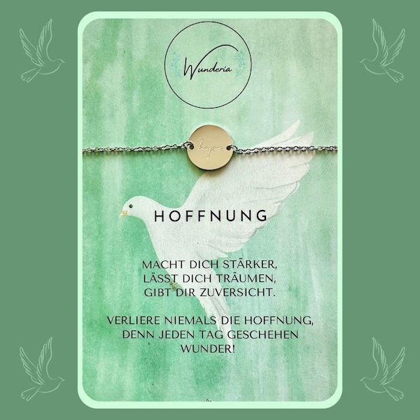 Hoffnung Armband Münzarmband Hope Gravur silber Armkette Edelstahl Mutmacher Glücksbringer Glaube Wunder