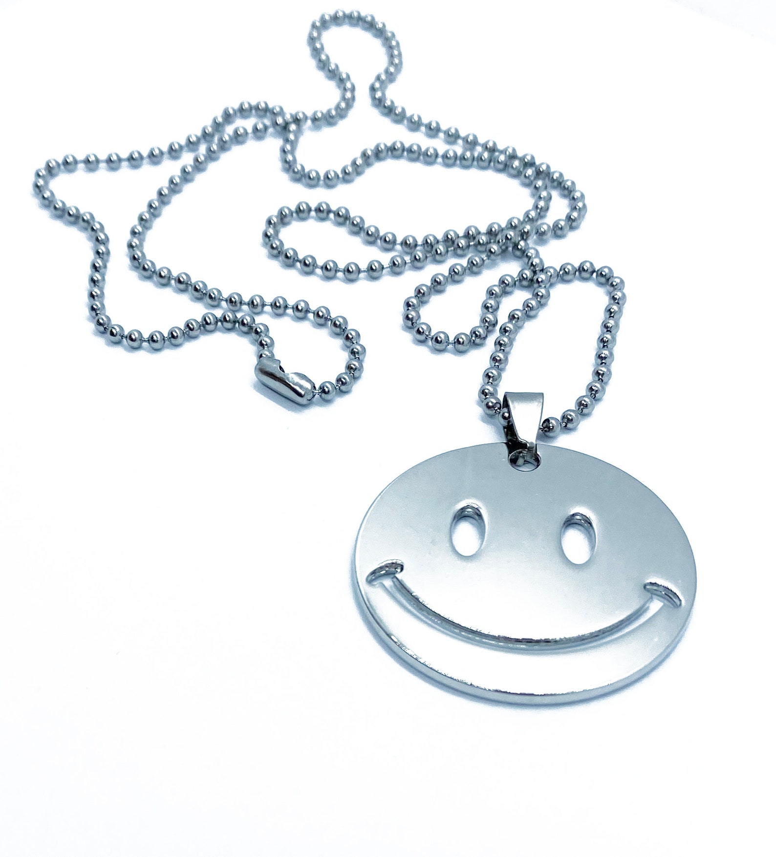 Emoji Necklace Stainless Steel Big Smile Smiley Chain Streetwear Hip