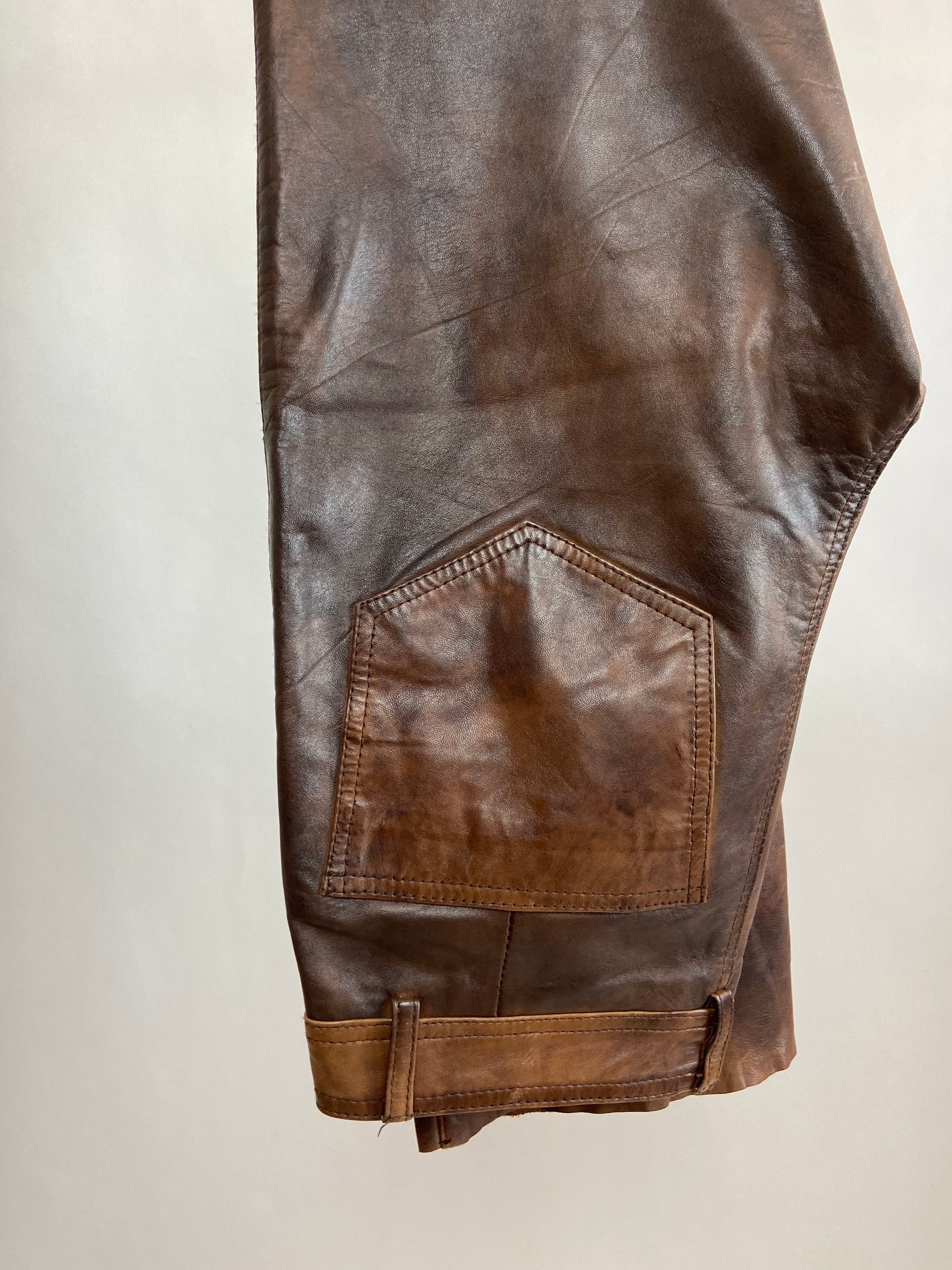 VINTAGE Leather Trousers in Brown Etsy