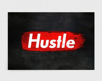 Hustle - Motivational & Inspirational Canvas Wall Art for Entrepreneurs, Decor Print for Office, Living Room, or Workspace