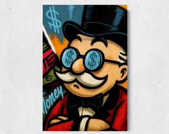 Monopoly Wall Art Motivational Canvas Inspirational Canvas Print for Office Gym Decor Money Mindset Quote Hustle Gift for Entrepreneur