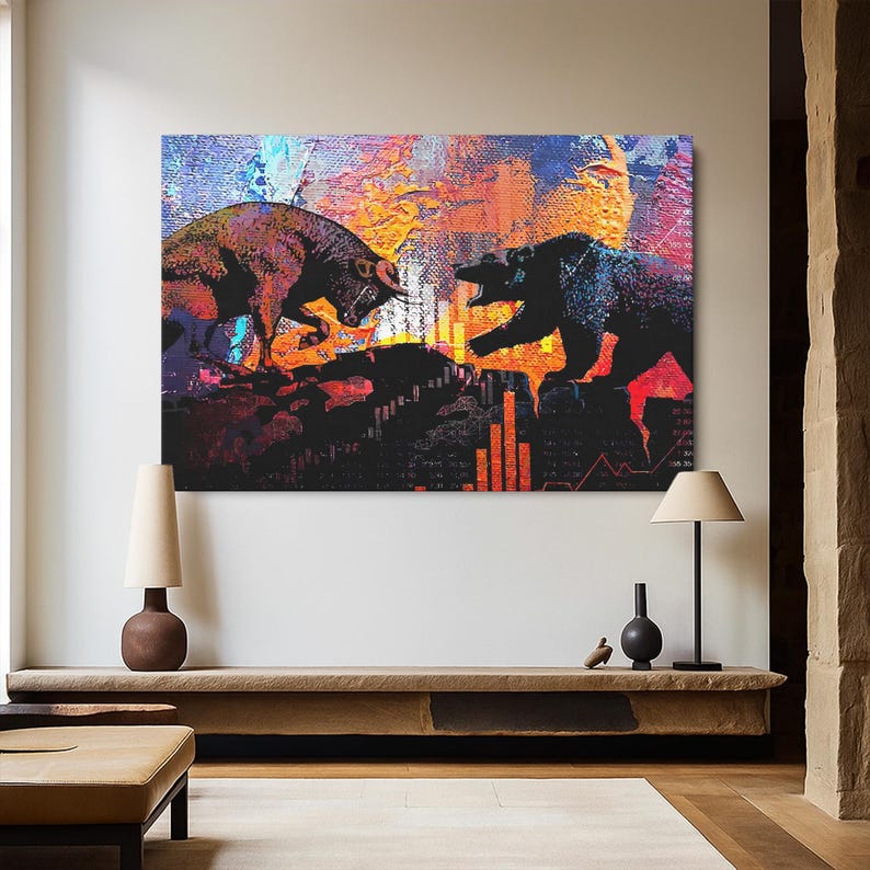Bull vs Bear Wall Art, Motivational Wall Art, Motivational Canvas, Inspirational Wall Art, Motivation Wall Art, Motivational Canvas Print, Office Wall Art, Motivational Artwork, Motivational Quotes Wall Art, Gym Wall Art, Canvas Wall Decor, Positive Affirmation Art, Wall Hangings for Office