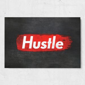 Hustle Wall Art Motivational Canvas Inspirational Canvas Print for Office Gym Home Decor Entrepreneur Gift Mindset Quote Business Artwork