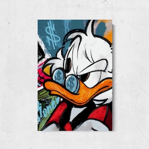 Scrooge McDuck Wall Art Motivational Canvas Inspirational Canvas Print for Office Gym Decor Money Mindset Quote Hustle Gift for Entrepreneur