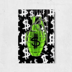 Money Bomb Wall Art Motivational Canvas Inspirational Canvas Print for Office Gym Decor Money Mindset Quote Gift for Entrepreneur Hustle Art
