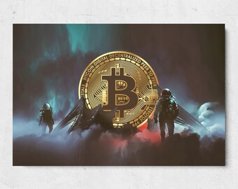 Bitcoin To The Moon Wall Art Motivational Canvas Inspirational Canvas Print for Office Trader Decor Crypto Gift Hustle Quote Mindset Artwork
