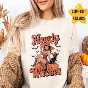 Cowgirl Witch Shirt For Halloween Outfit Comfort Colors Tee Spooky Season Gift For Western Girl Witch Lover Cute Fall Witchy Graphic Top