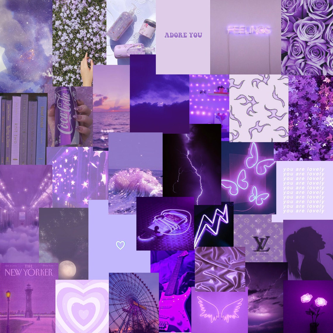 50pc Purple Cool Collage Kit | Etsy