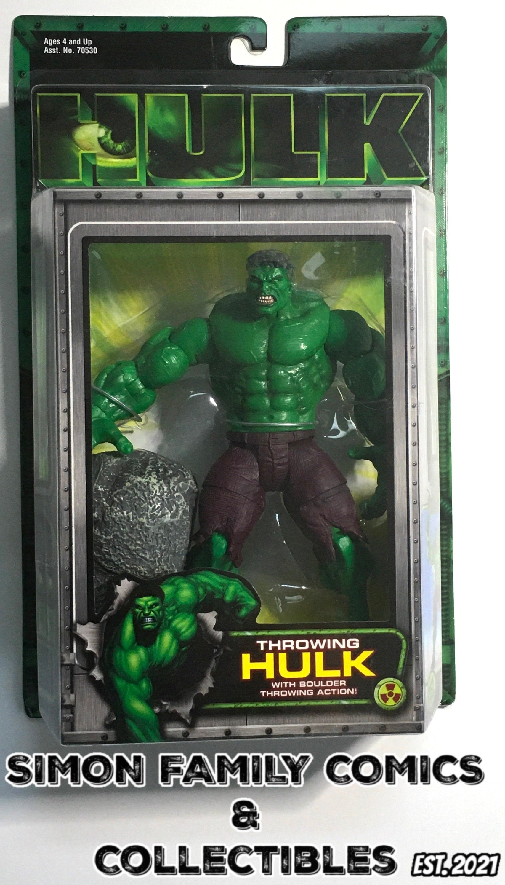 Throwing Hulk With Boulder Marvel Movie 2003 Toybiz Etsy