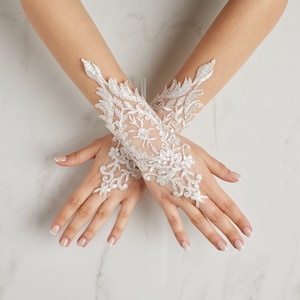 Bridal Gloves for Wedding, Fingerless Bridal French Lace Gloves, Wedding Gloves, Long Lace Bride Gloves,Wedding Gift,Bridal,Shower E9
