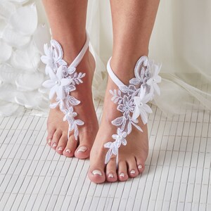 Bridal Lace Anklet, Barefoot Sandals, Lace Sandals Beach Wedding,Lace Sandals of Wedding, Foot Jewelry Barefoot Sandal Wedding A16