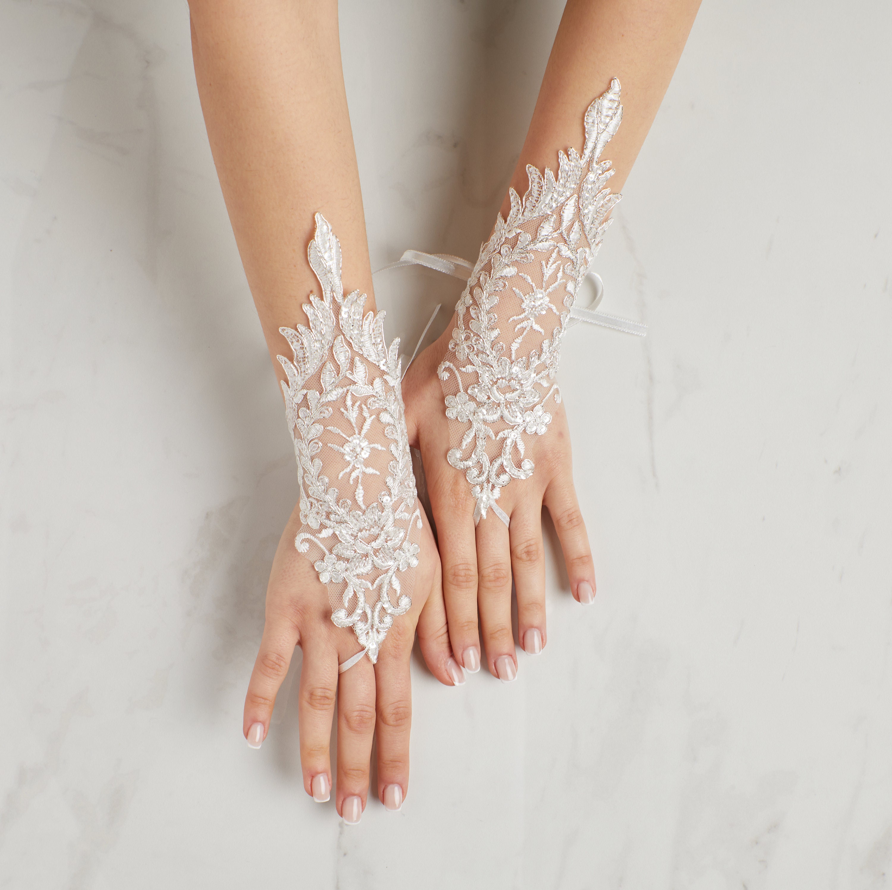Bridal Strapless A-line Cocktail with Fingerless Gloves