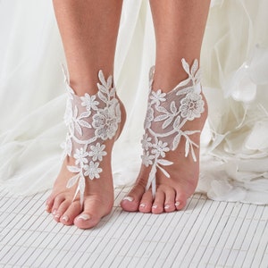 Bridal Anklet ,Barefoot Lace Sandals,Wedding Shoes, Beach Wedding,Bridal Lace Anklet,Foot Jewelry Lace Sandals of Wedding A39