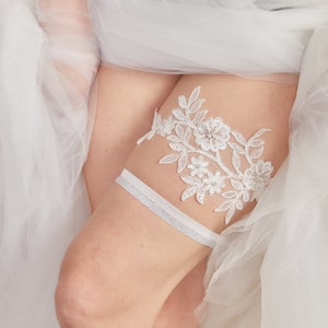 Liga de boda floral encaje francés, liga única para novia, liga lisa, liga de novia, liga nupcial, liga de recuerdo, regalo de boda G5