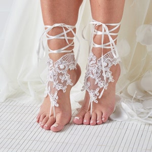 Beach Wedding,Bridal Lace Anklet ,Barefoot sandals,Bridal Anklet Gift,Wedding Accessory Lace Sandals of Wedding,Bridal Shower Gift A14