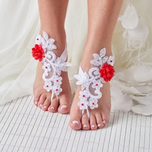 Floral Barefoot Lace Sandals, Wedding Shoes, Beach Wedding, Bridal Lace Anklet,Barefoot Sandals ,Bridal Shower ,Wedding Gift A40