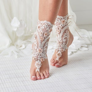 Barefoot Lace Sandals,Beach Wedding, Barefoot Lace Sandals, Bridal Lace Anklet Barefoot Sandals, Lace Sandals of Wedding A5