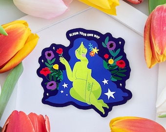 Sticker Fleurissez à votre guise : oeuvre d'art Terre mère positive pour le corps