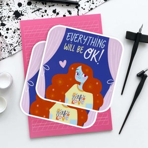 Alles wird gut glänzender Aufkleber, kawaii Aufkleber, Geschenke für sie, psychische Gesundheit